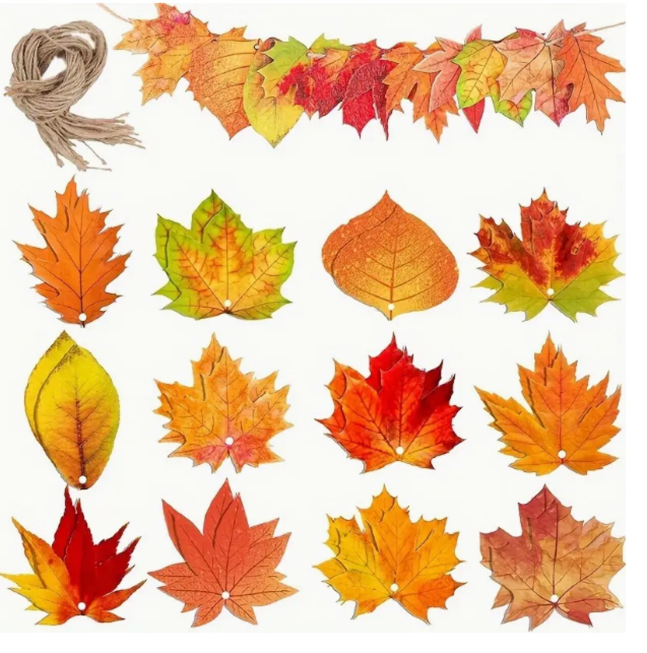 Autumn Harvest Maple Leaf Decor Set – 24pcs Hanging Fall Decorations for Thanksgiving, Parties & Classroom Displays